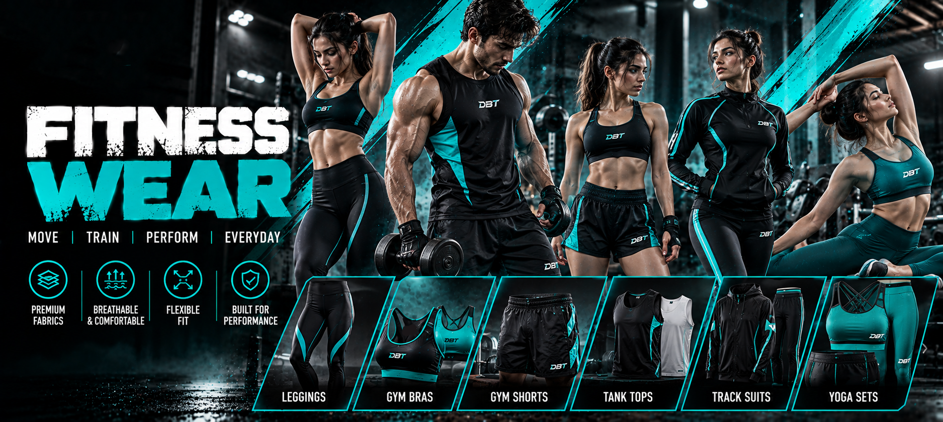 DBT Teal Fitness Wear Collection